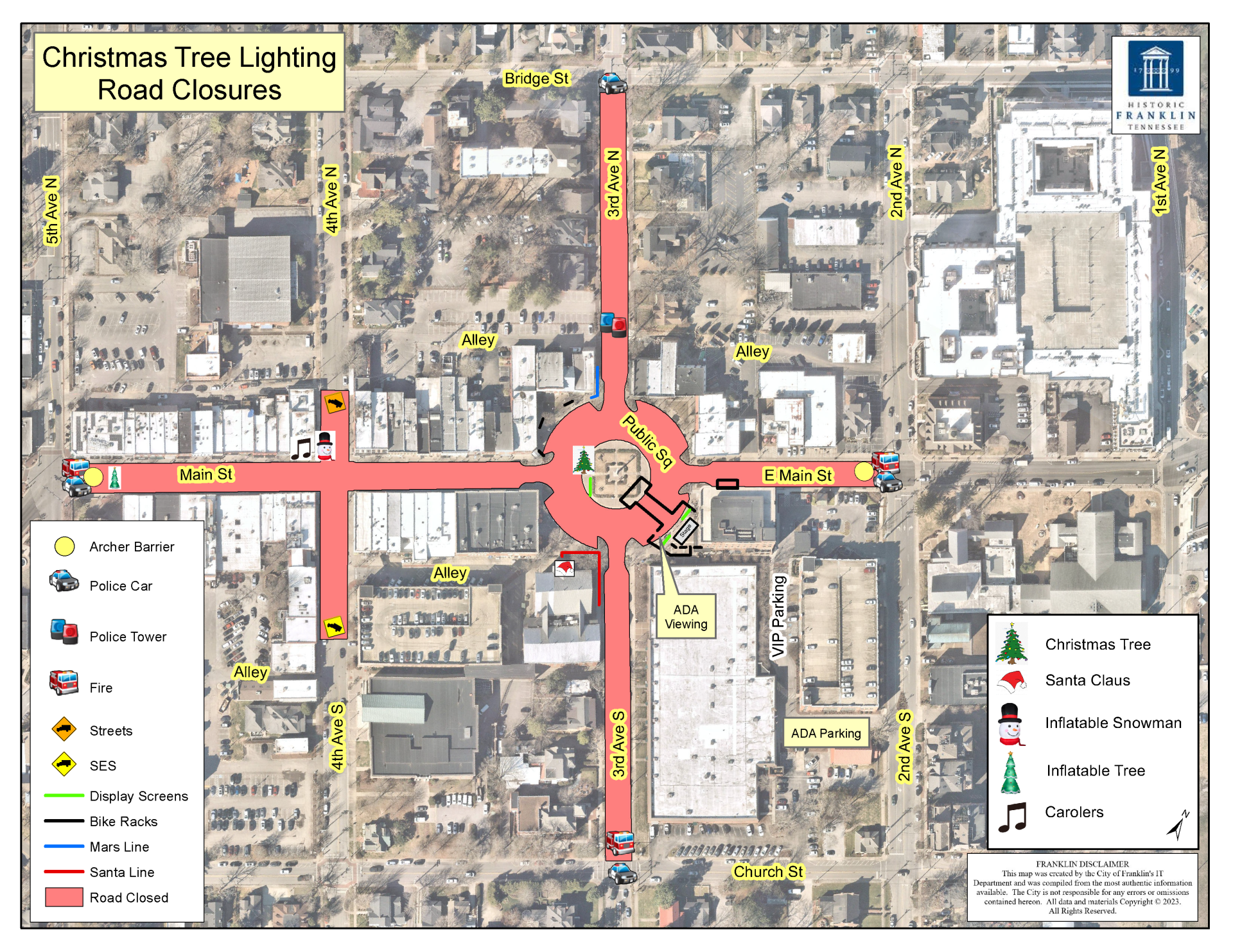 Christmas Tree Lighting Road Closure Map